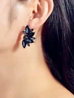 Pendientes de Botón de Flor de Cristal Brillante.