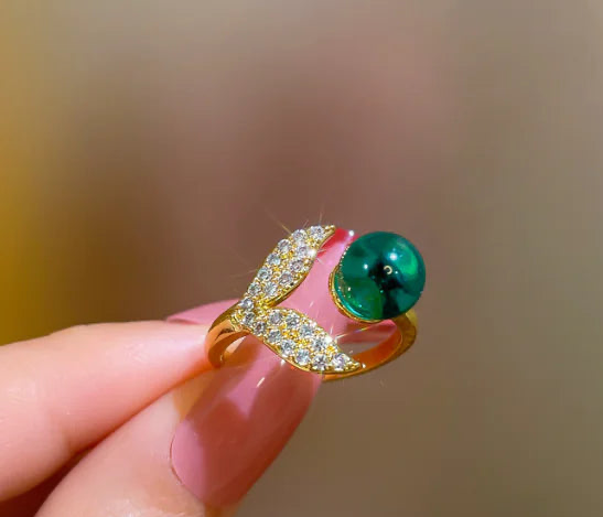 Anillo de Cola de Sirena con Perlas Oceánicas de Moda Creativa