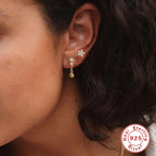 S925 flor de plata de ley con diamantes