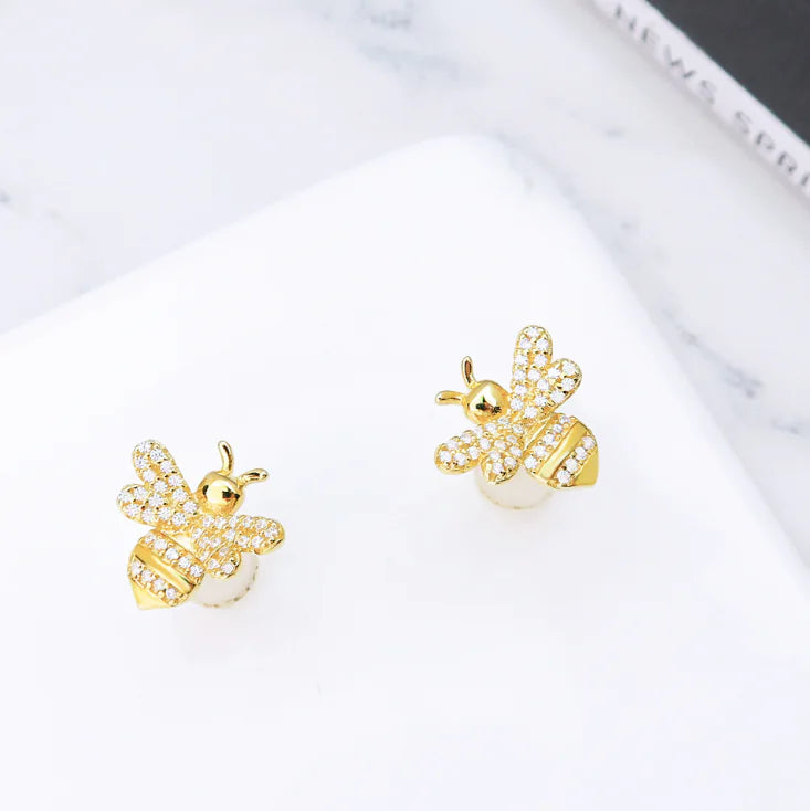 Pendientes de Abeja zirconita de Plata S925.