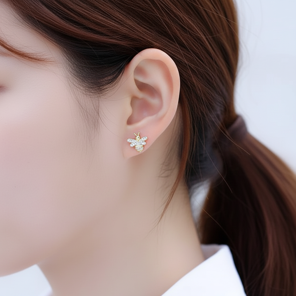 Pendientes de Abeja zirconita de Plata S925.