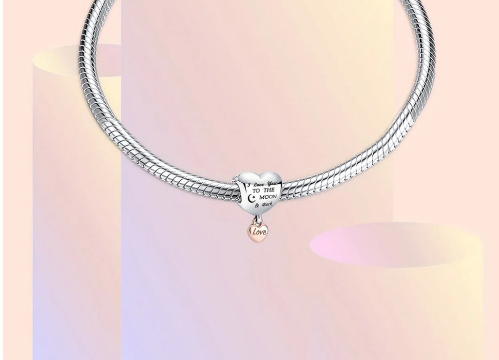 Charm PANDORA Moments Corazón Bicolor "To The Moon & Back”
