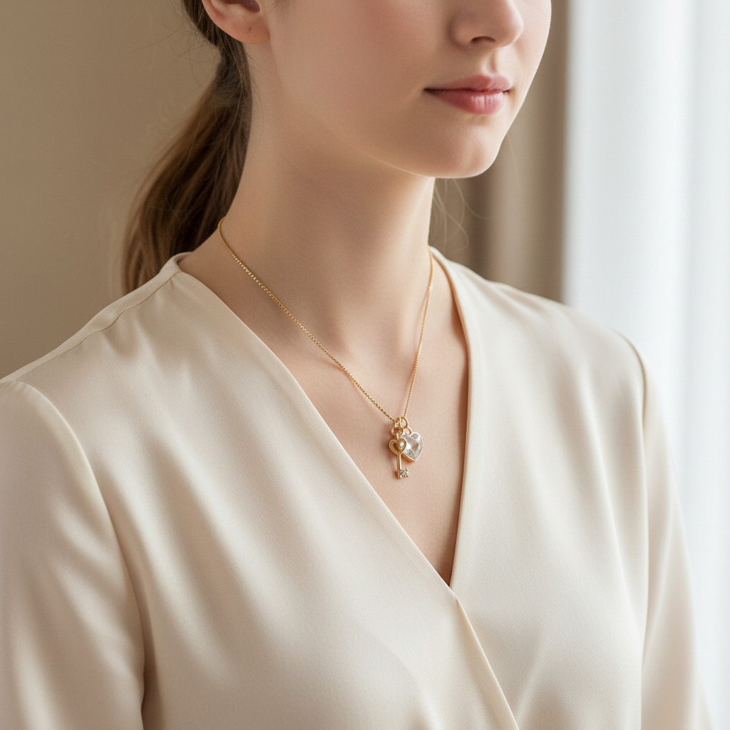 Collar con Cerradura de Corazón de Elementos Swarovski