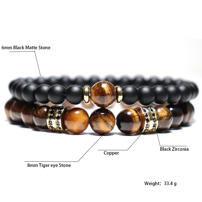 2 Natural Stone Bracelets for Men 
