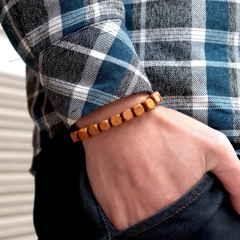 Natural Wood Bracelet Geometric Design