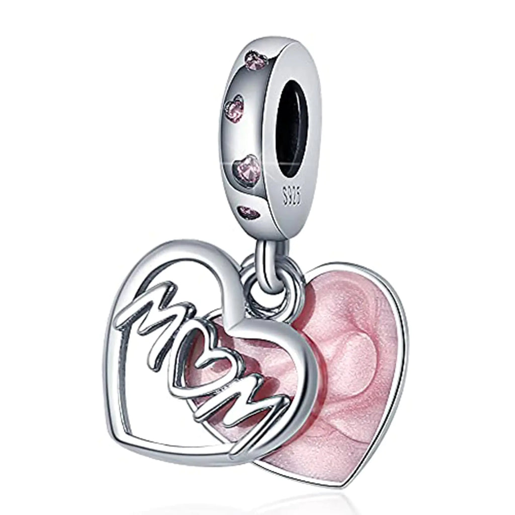 Charm PANDORA Moments Colgante Corazón 'MOM' en Plata de Ley.