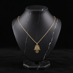 Collar de Acero Inoxidable Pulido Doble Cara Mano de Fátima o Hamsa