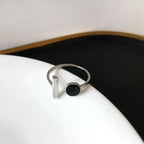 Minimalist 925 Sterling Silver Ring with Black Details