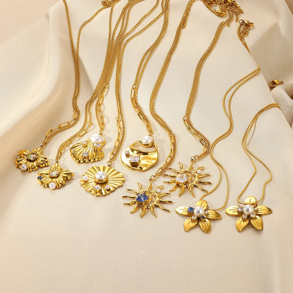 Collar de mujer estilo Retro de acero inoxidable.