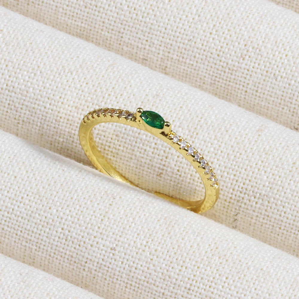 Fine Gold Ring with Green Zirconia