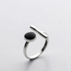 Minimalist 925 Sterling Silver Ring with Black Details