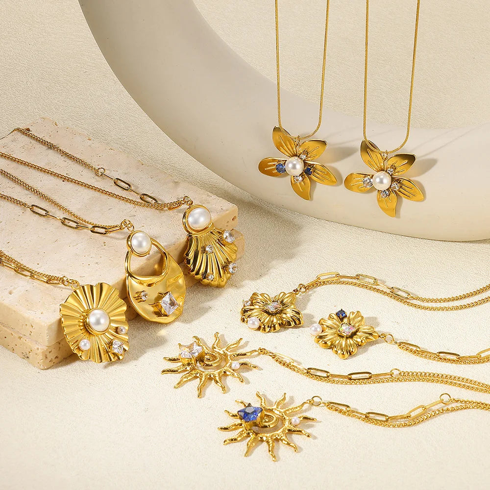 Collar de mujer estilo Retro de acero inoxidable.