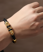 Pulsera de Hombre de Acero de Titanio con Cuerda de Cuero