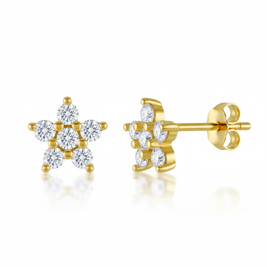 S925 flor de plata de ley con diamantes