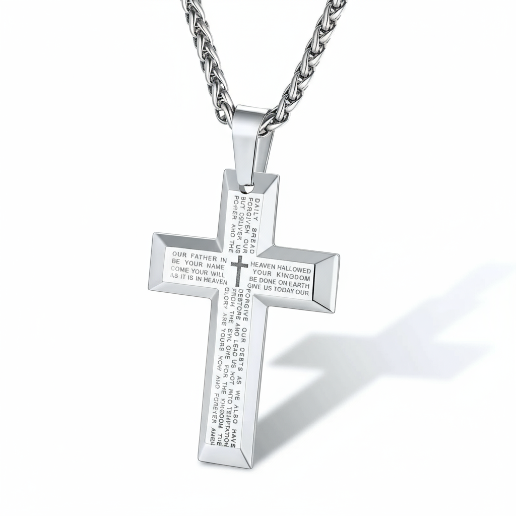 Collar de hombre en Cruz de Acero Inoxidable