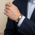 Pulsera de plata y cuero para hombre 20cm