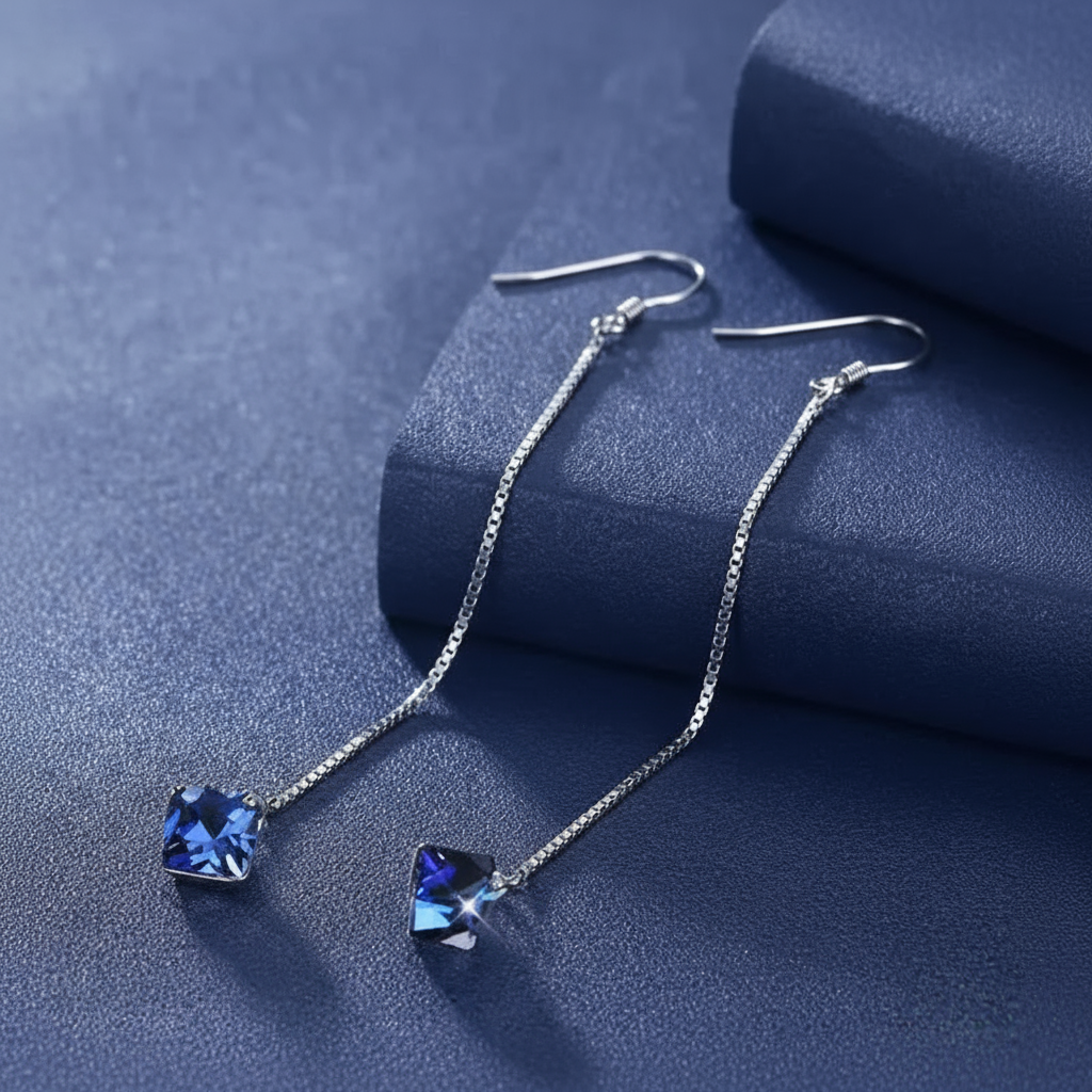 Pendientes de Cristal con Plata 925 y Elementos tipo Swarovski