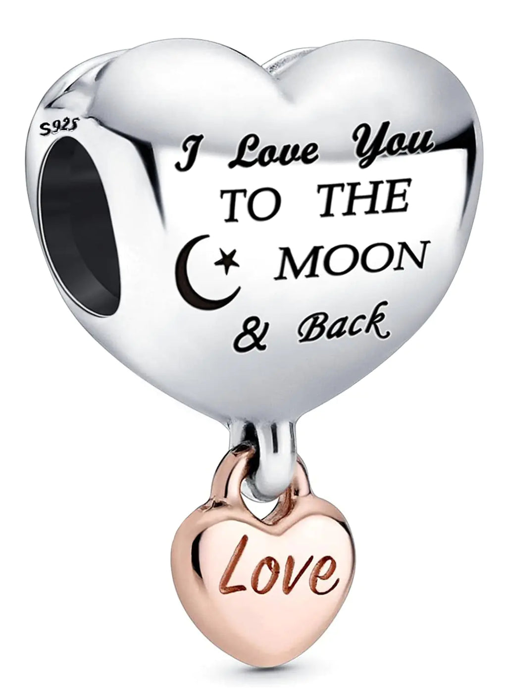 Charm PANDORA Moments Corazón Bicolor "To The Moon & Back”